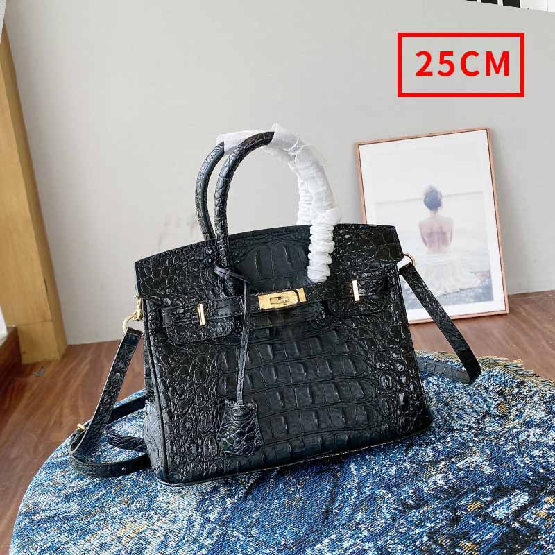 Women's Genuine Leather Crocodile Bone Cowhide Fashion Handbags
