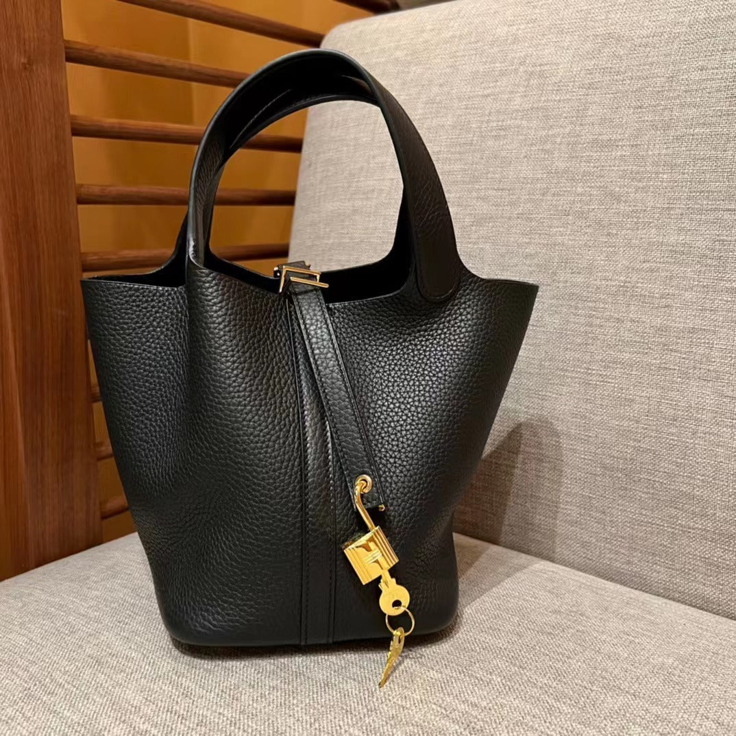 Women's Vegetable Basket Cowhide Handmade Wax Line Handbags