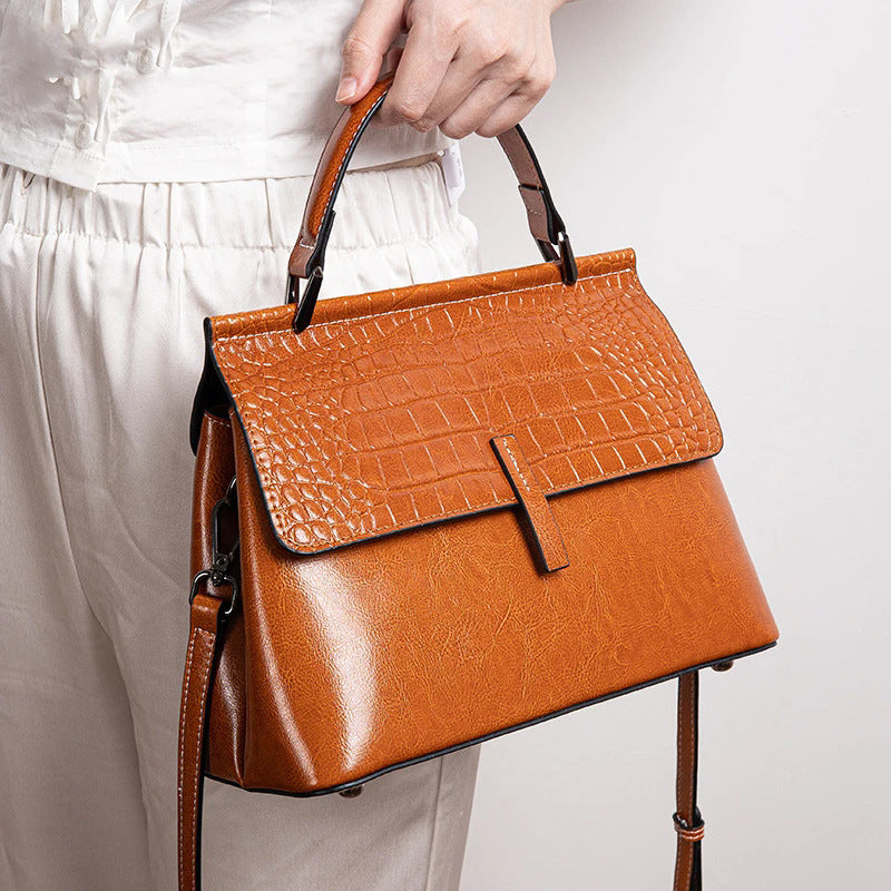 Women's Leather Fashion Crocodile Pattern Shell Versatile Shoulder Bags