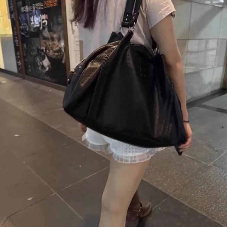 Hobo Leather Motorcycle Retro Underarm Large Tote Bags