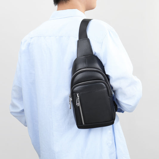 Men's Attractive Fashion Leather Trendy Motorcycle Men's Chest Bags