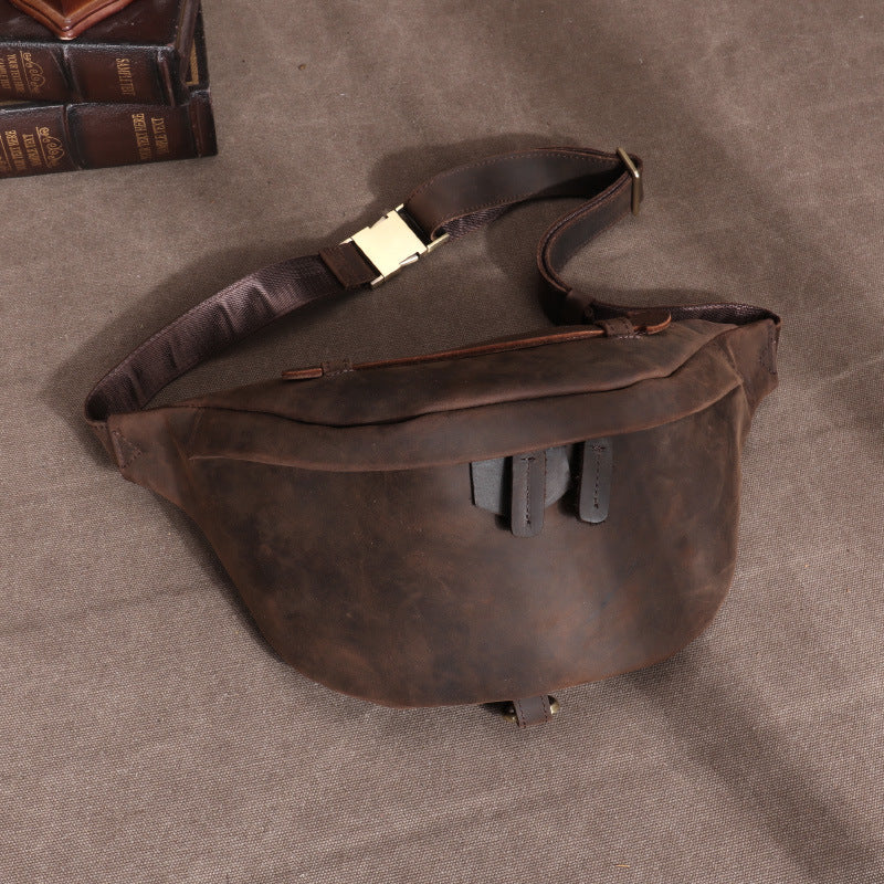 Women's & Men's & Crazy Horse Leather Large Capacity Men's Chest Bags