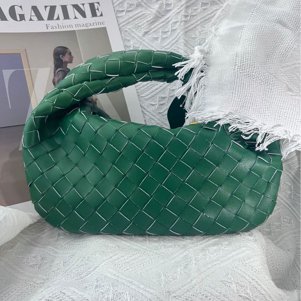 Women's Genuine Leather Hand-woven Cloud Soft Pleated Handbags