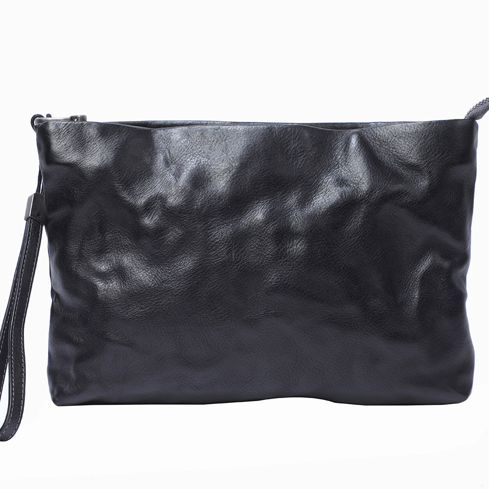 Vintage Leather Pleated First Layer Cowhide Men's Shoulder Bags