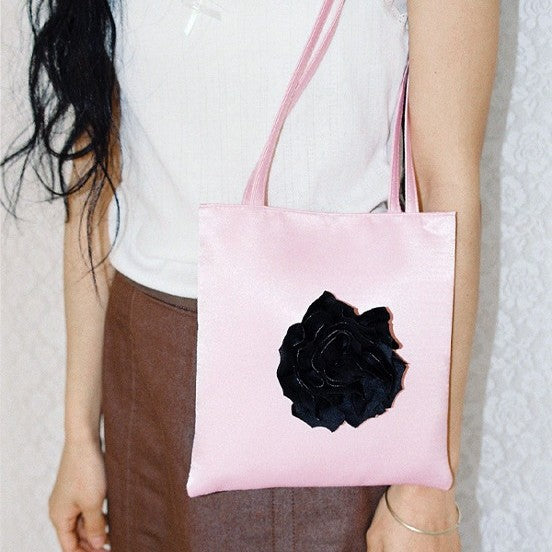 Style Niche Rose Flower Summer Satin Shoulder Bags