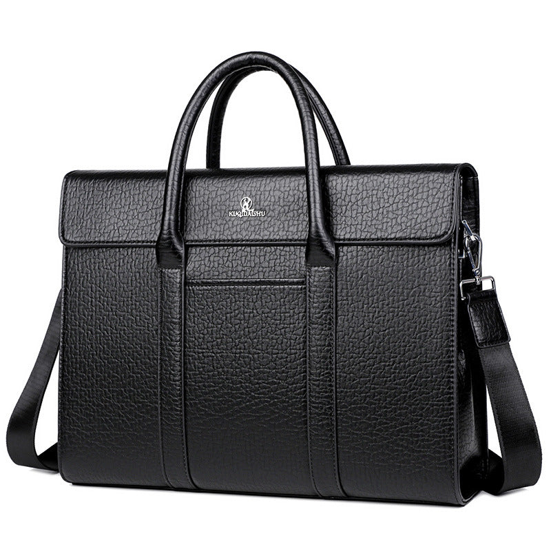 Men's Leather Large Capacity Horizontal Boutique Official Men's Briefcases
