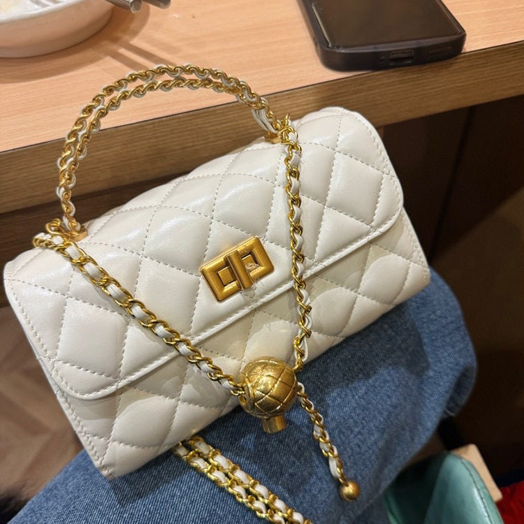 Women's Texture Metal Chain Detachable Strap Retro Shoulder Bags