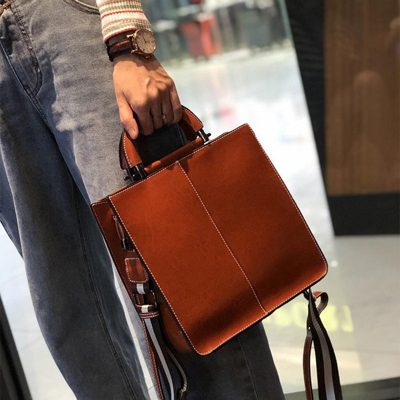 Women's Oil Wax Cowhide Big Fashionable Elegant Bags