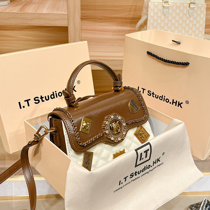 Women's Genuine Leather Simple Fashionable Diamond Quilted Bags