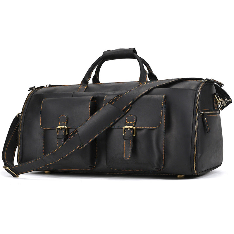 Men's Crazy Horse Leather Suit Storage Large Travel Bags