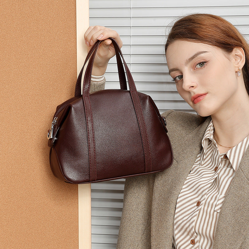 Women's High-grade Niche Leather Boston Pillow Portable Crossbody Bags