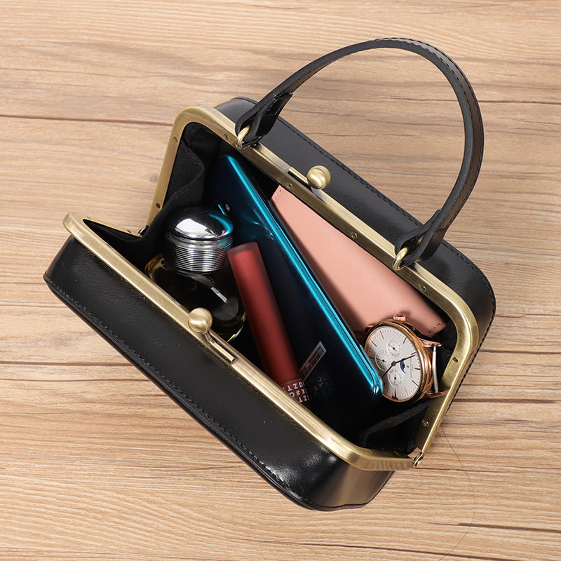 Women's Genuine Leather Arc Box Mini Portable Shoulder Bags