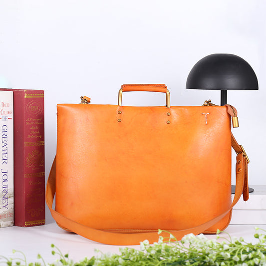 Women's Large Capacity Soft Leather First Layer Portable Shoulder Bags