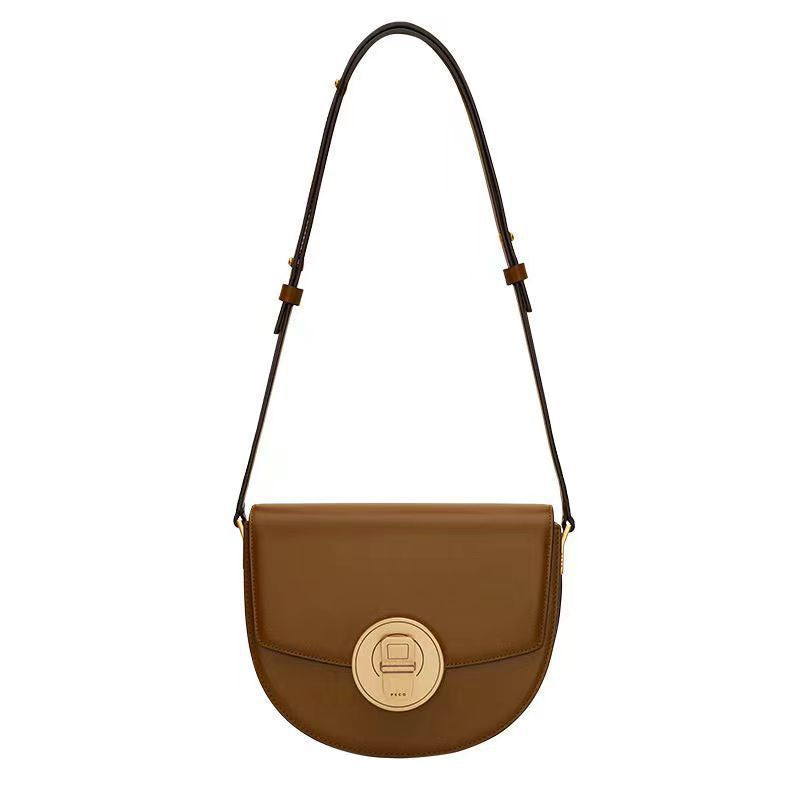 Cans Series Large Saddle Genuine Leather Crossbody Bags