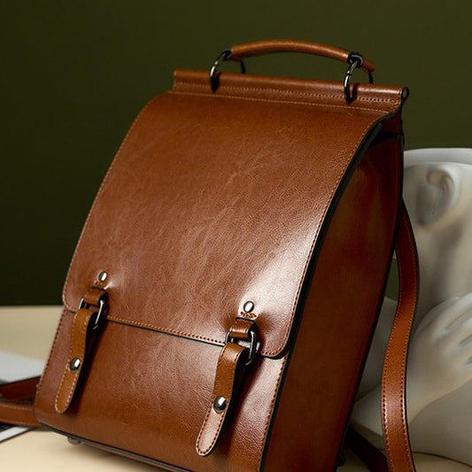 College Style Leather Female Retro Computer Backpacks