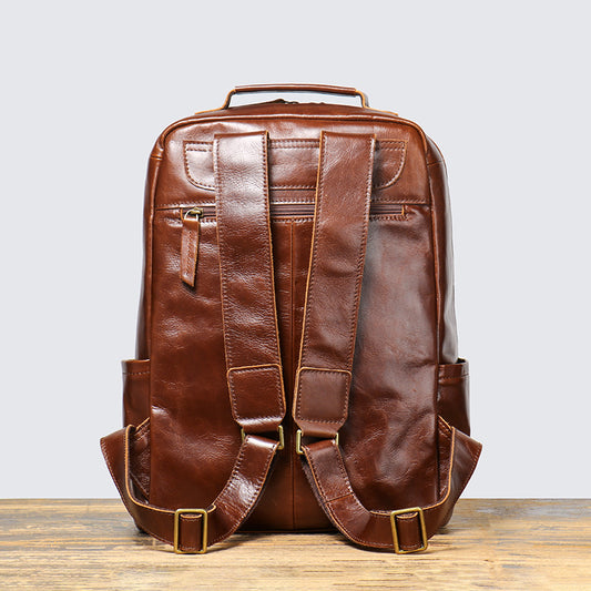 Women's & Men's Retro First Layer Cowhide Leather Computer Backpacks