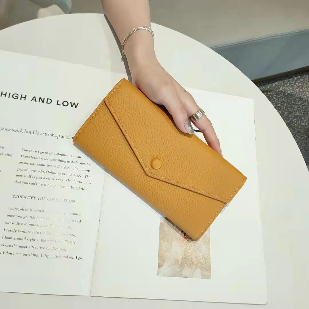Trendy Attractive Cowhide Multiple Slots Zipper Handbags