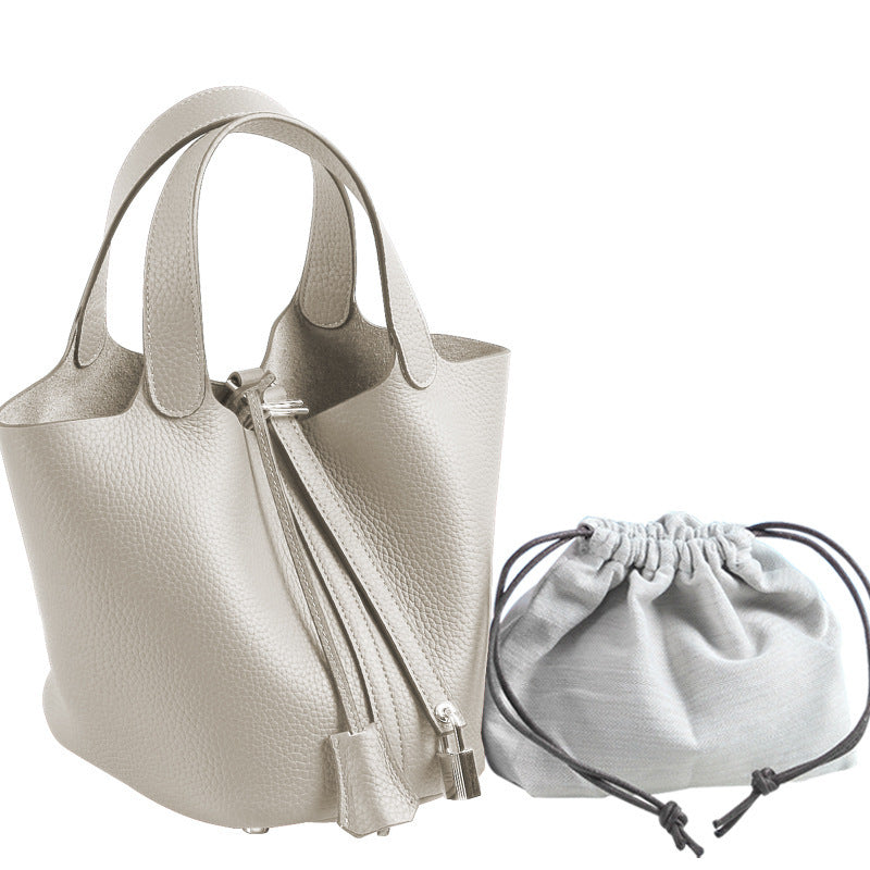 Women's Lychee Pattern First Layer Cowhide Vegetable Handbags