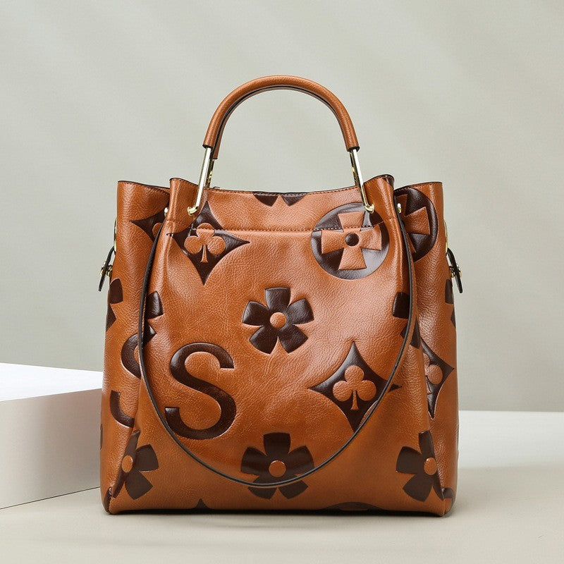 Women's Large Capacity High Sense Retro Embossing Bags