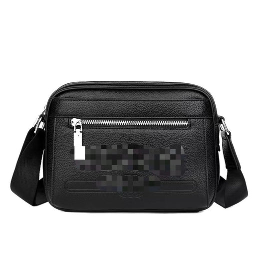 Men's Zipper Steel Seal Embossed Big Litchi Men's Shoulder Bags