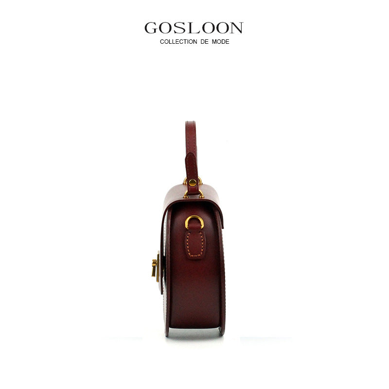Gu Design Thick Cowhide Round Pie Crossbody Bags