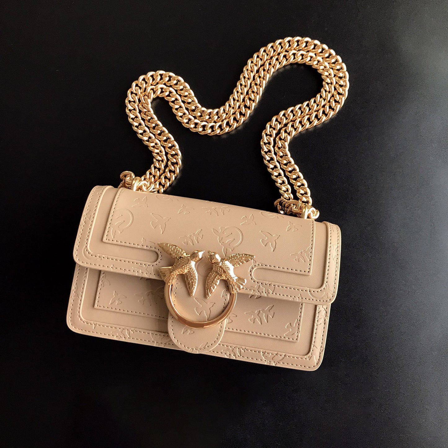 Women's Genuine Leather High Quality Embossed Chain Armpit Bags