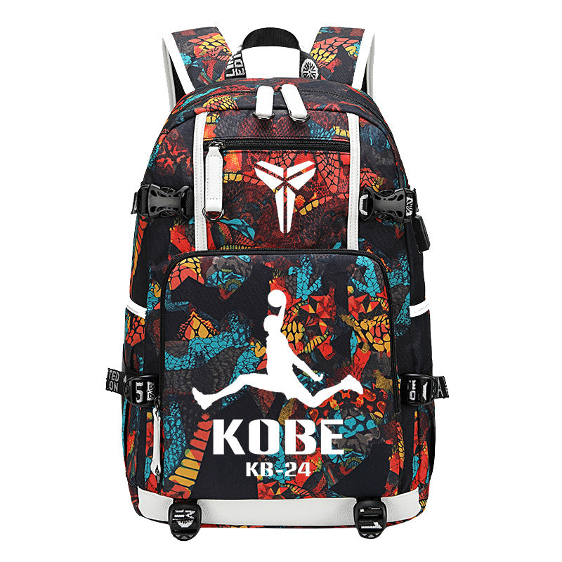 Men's Black Mamba Basketball Thermal Transfer Printing Backpacks