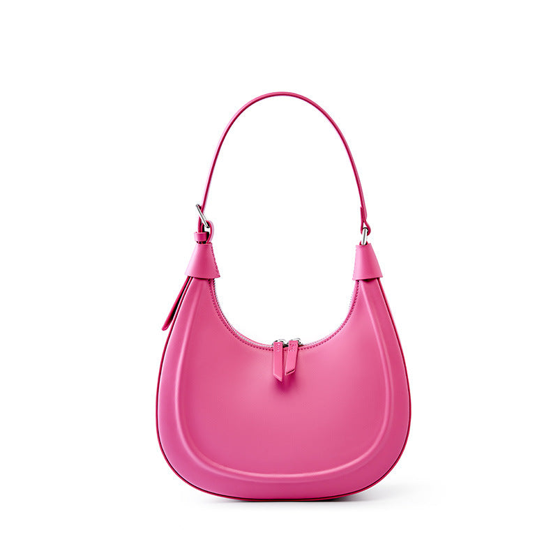 Cowhide Fashion Crescent Underarm High-grade Leather Bags