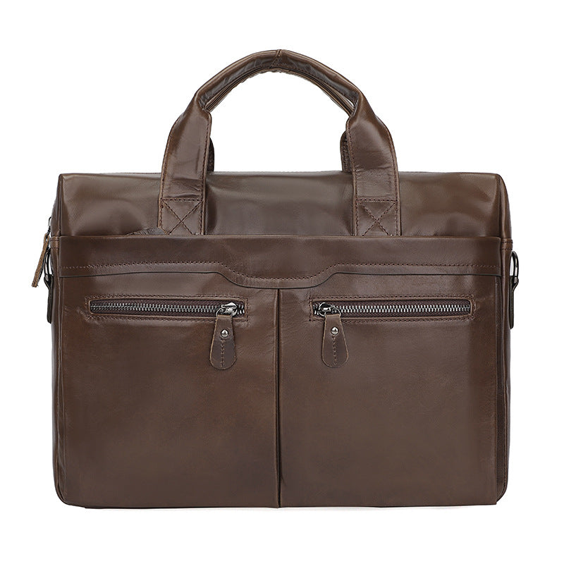 Men's Business Leather First Layer Cowhide Bags