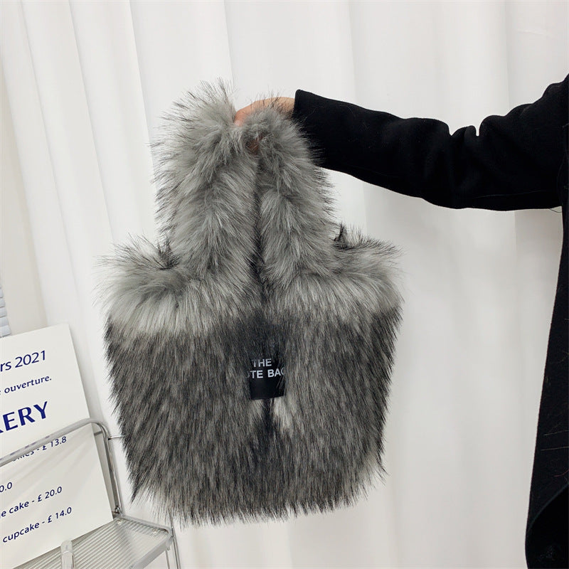 Raccoon Fur Plush Large Capacity Totes Tote Bags