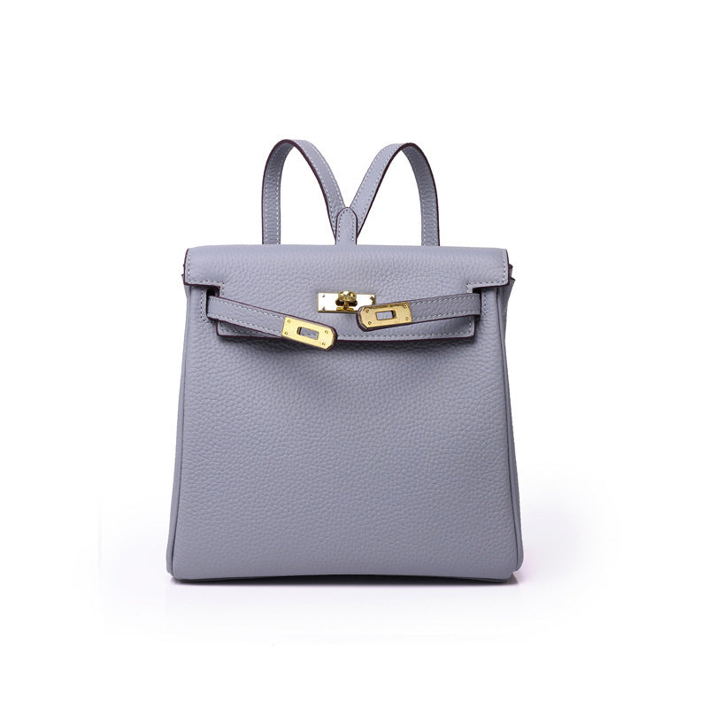 First Layer Cowhide Kelly Platinum Leather Backpacks