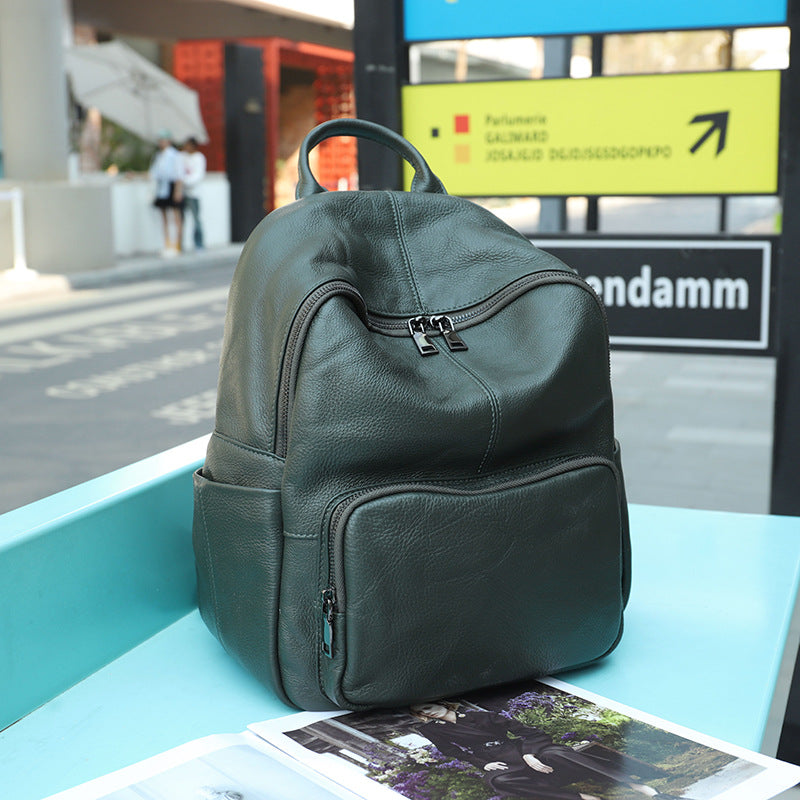 Women's Leather Soft Simple Fashion Large Capacity Backpacks