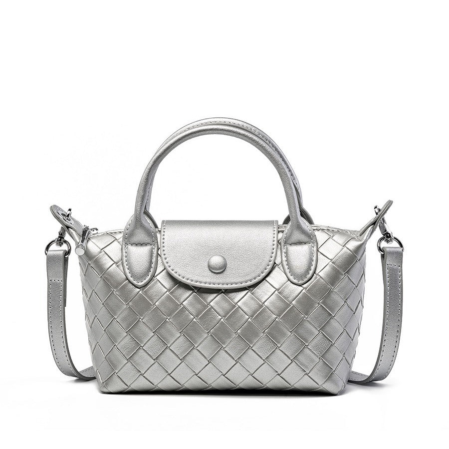 Women's Cowhide Woven Design Dumpling Leather Crossbody Bags