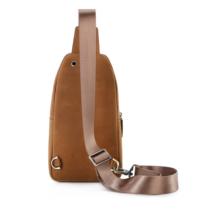 Men's Crazy Horse Leather Vintage Top Layer Men's Chest Bags