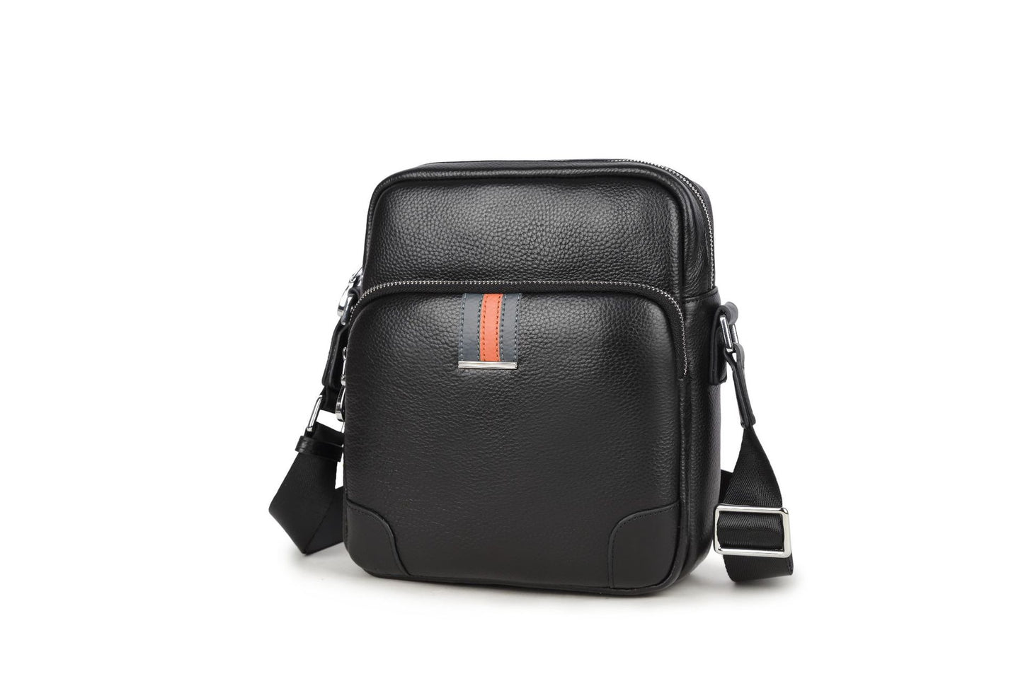 Men's Gold Rice First Layer Cowhide Leather Vertical Men's Messenger Bags