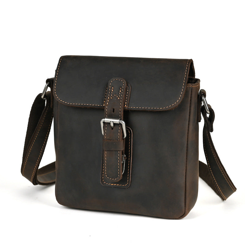 Men's First Layer Retro Crazy Horse Leather Cowhide Shoulder Bags