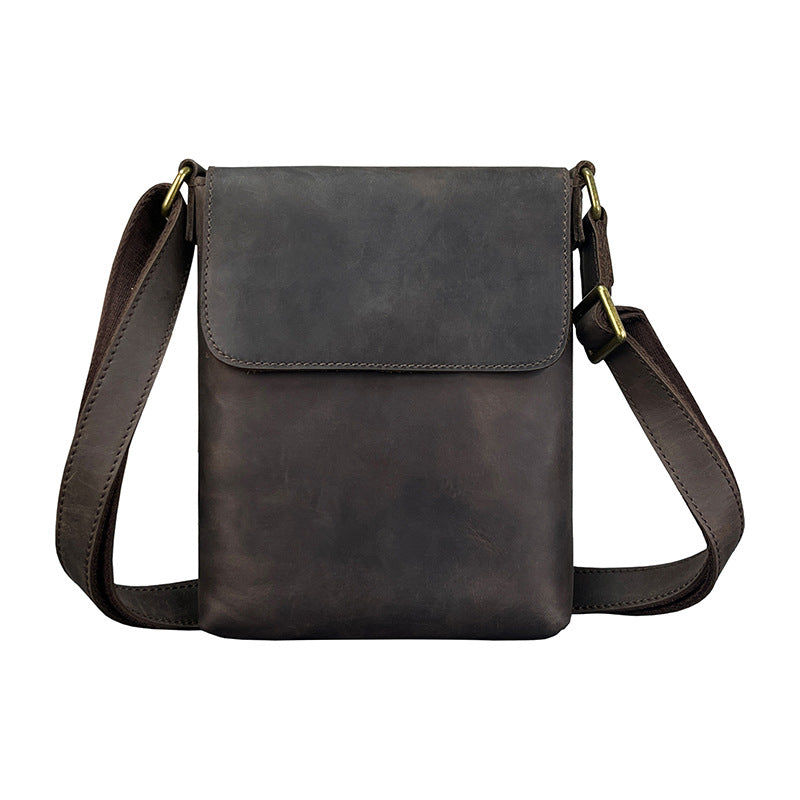 Men's Retro Genuine Leather Crazy Horse Cowhide Men's Shoulder Bags