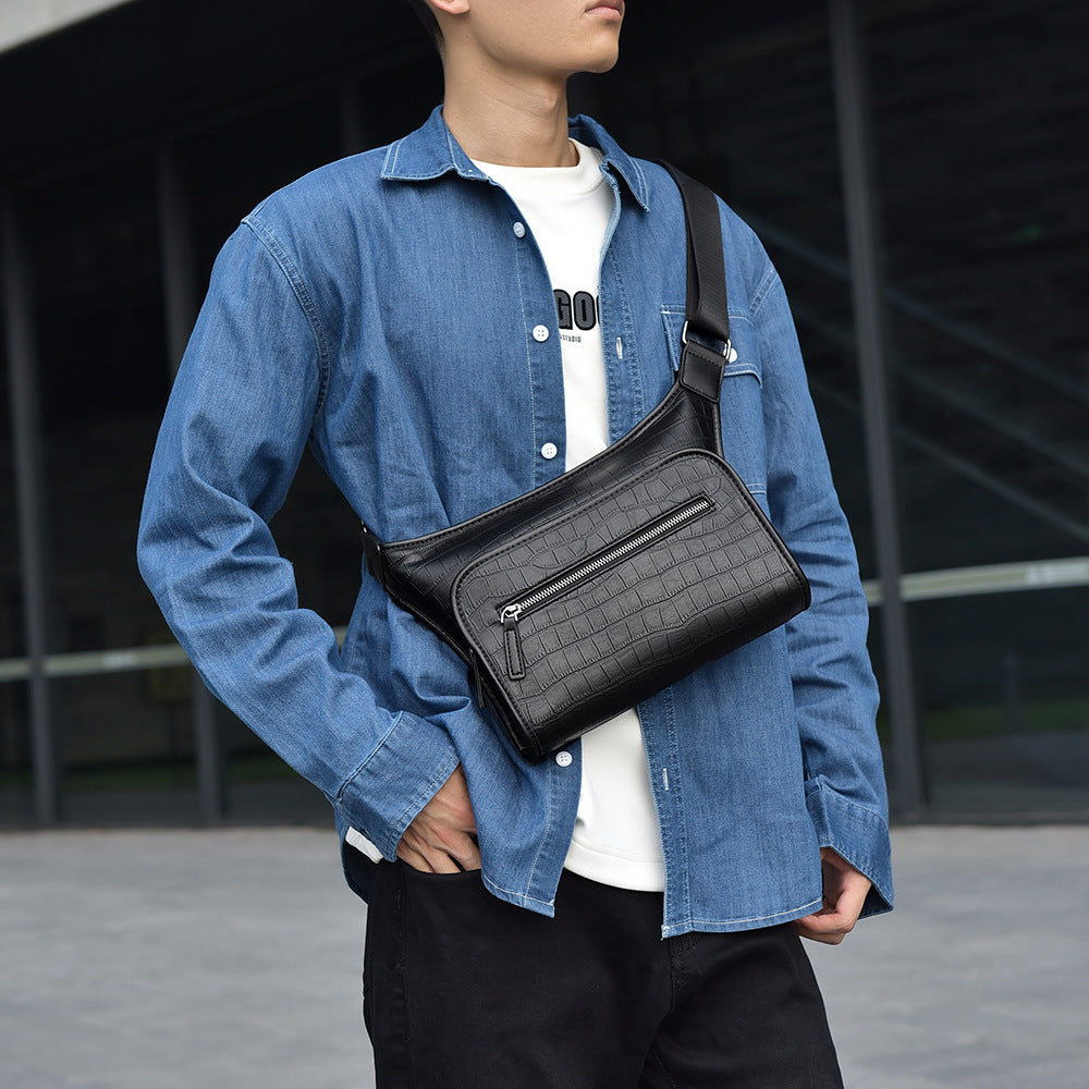Men's Black Large Capacity Crocodile High Quality Versatile Men's Messenger Bags