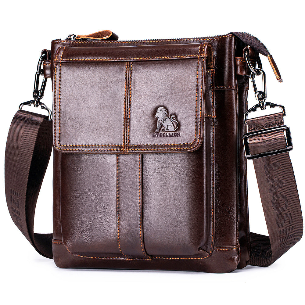 Men's Leather First Layer Cowhide Retro Large Men's Messenger Bags