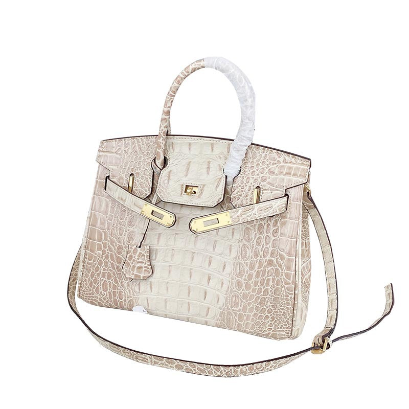 Women's Genuine Leather Crocodile Bone Cowhide Fashion Handbags