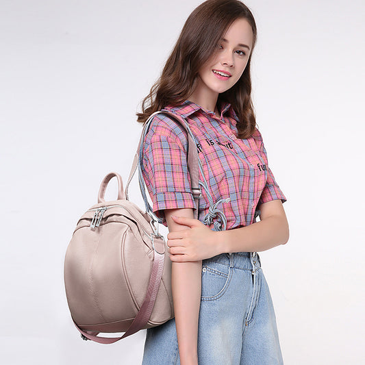 Women's Korean Fashionable Versatile Personality Soft Leather Backpacks