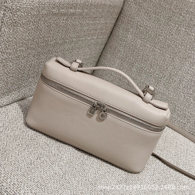 Leather Lunch Box Lychee Pattern Cowhide Shoulder Bags