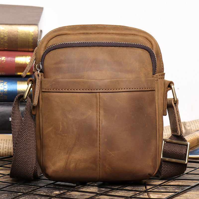 Men's Leather Crazy Horse Large Capacity Retro Men's Shoulder Bags