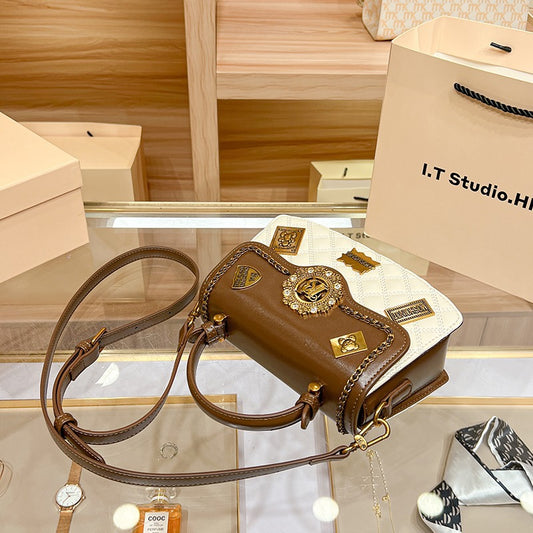 Women's Genuine Leather Simple Fashionable Diamond Quilted Bags