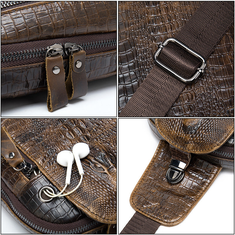 Men's Pattern Genuine Leather Large Capacity First Bags