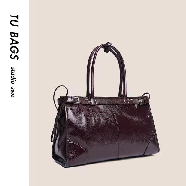 Wax Leather Long Underarm Vintage Pair Shoulder Bags