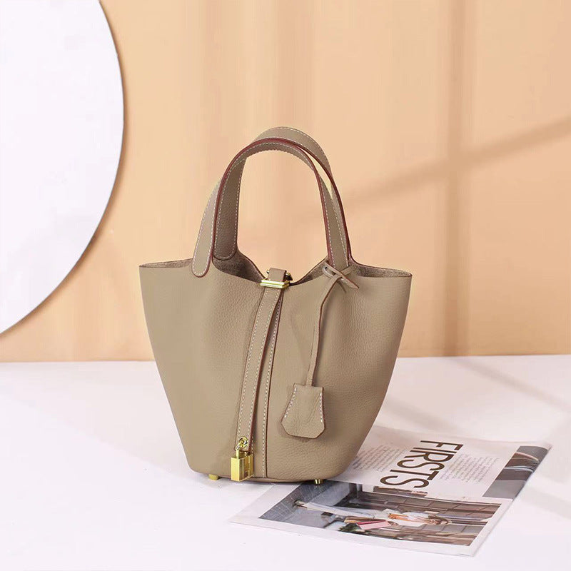 Women's Cowhide Genuine Leather Vegetable Basket Commuter Bags