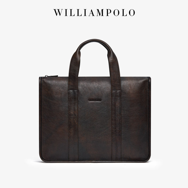 Men's Paul Genuine Leather Retro First Layer Cowhide Men's Briefcases