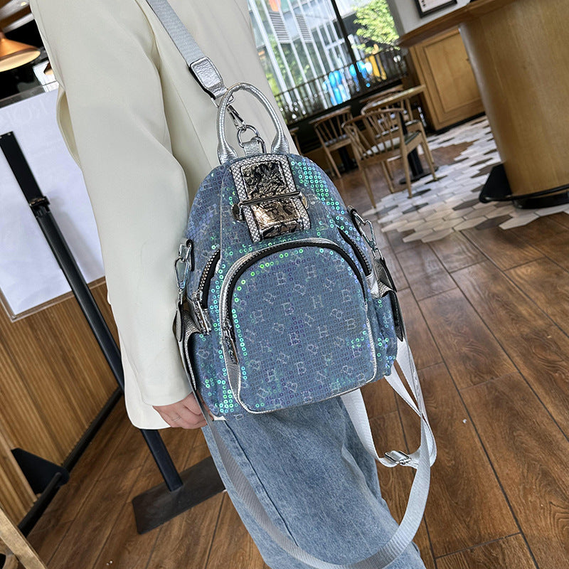 Western Style Sequin Fashion Female Personality Versatile Backpacks