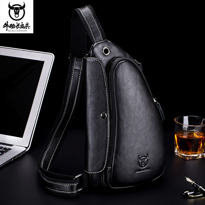 Men's Leather Goods Genuine Retro Fashion First Men's Chest Bags
